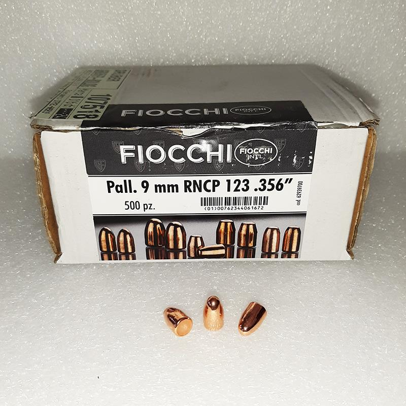 N.500 PALLE RAMATE FIOCCHI CAL 9 mm RNCP 123 grs